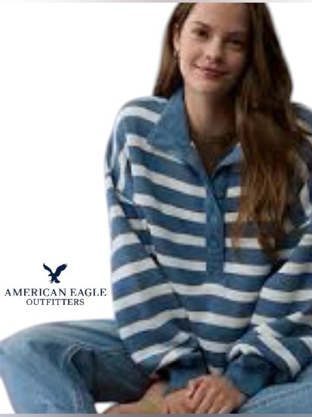 XXL American Eagle Outfitters Big Hug Henley Oversized Pullover Sweatshirt
